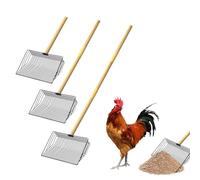 SHUZHENG Large Metal Chicken Poop Scooper,3-in-1 Detachable Tool, Stainless Steel Chicken Coop Cleaning Tool,Wooden Handle,Wooden Handle Heavy-Duty Poop Shovel for Coop Accessories