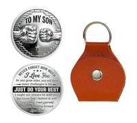 SHUZHENG To My Son Pocket Hug Coin from Dad, Never Forget How Much I Love You Just Do Your Best Keychain,Father to Son Keepsake Gifts