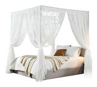 SHUZHENG Warm Home Designs Lace Canopy Bed Curtains Set,4 Corner Post Mosquito Net Romantic for Girls Women Bed Curtain Canopy for Adults Wedding Bedroom Kids Rooms Decoration