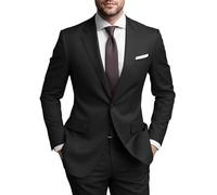 SHUZHXLZANGY Mens Suits Regular Fit 2 Piece Suit for Men Wedding Prom Business Formal Suit, Black, M