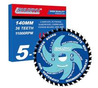 SHUZIYU 5-1/2"(140mm)-36T, Circular Saw Blade, Arbor 20mm with 5/8"-1/2"-10mm-3/8“ Washer, for Laminate, Veneer Board, Plywood, Hard Wood, MDF and HDF Cutting