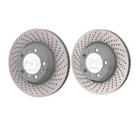 SHW Rear Drilled Brake Discs 330x28mm For Porsche 996 Turbo / 997 Carrera 4 S 4S