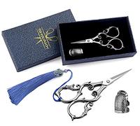 SHWAKK Embroidery Scissors 4.45in Ancient Gray Gourd Flower Sewing Scissors for Fabric, Crafting, Tailoring, Needlework, Handicrafts