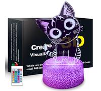 SHWKMOPPE 3D Cat Night Light Gifts for Kids 16 Color Change Decor Bedside Lamp with Remote and Smart Touch, Gifts for Christmas Birthday Boys Girls