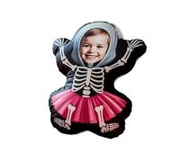 SHWorkshop Custom Skeleton Girl Pillow - Personalized Halloween Face Pillow, 3D Ugly Pillows for Kids, Photo Shaped Trick or Treat Gift