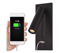 SHXITAYNB Headboard Light Reading Lamp Recessed Wall Lights, USB Hidden Push Switch for Bedroom LED Wall Sconce Bedside Reading Light, 350° Rotation 90° Fold,Black,3000K warm