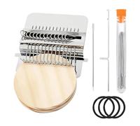 Shxiuminy 2026 New sourcing map Mini Darning Loom, 14 Hooks Wood Weaving Knitting Machine with Knitting Needles for Repair Jeans Socks DIY Craft, Knit Patch Loom Weave Tool, Natural Wood Color