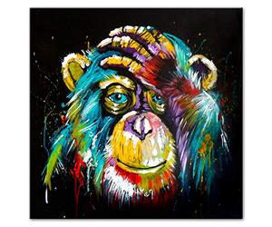 SHXN Canvas Painting Wall Art Poster Home Decor,Watercolor Monkey Animal Canvas Painting Hd Prints Decorative Paintings No Frame Baby Kids Room Decor,100×100cm