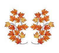 ShxTrade 2 Pcs Metal Tree Leaf Wall Decor, Maple Leaves Wall Sculpture Rustic Fall Wall Hanging Decor for Living Room Bedroom Kitchen Thanksgiving Harvest Home Decor