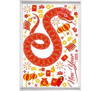 Shxupjn Lunar New Year Stickers Year of The Snake,Festivals Decal | Chinese New Year Snake Themed Door Clings Decals for Decoration Parties Supplies