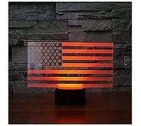 Shxx 3D American Flag Stripes Night Light Touch Table Desk Optical Illusion Lamps 7 Color Changing Lights Home Decoration Xmas Birthday Gift Xq-3D77