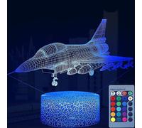 Shxx 3D Night Light For Kids Plane Fighter Airplane With Remote Control Smart Touch 16 Colors Changing 3D Illusion Lamp Nightnight, Gift Toy For Boy