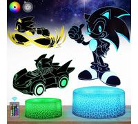 Shxx 3d Sonic Night Light, Sonic Toys Anime Lamp 16 Color Change Decor Lamp With Remote Control Creative Gift For Boys Girls Birthday Christmas Xq-3dc