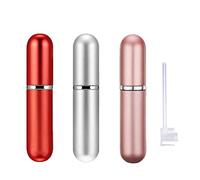SHxxyljh 5ml Perfume Bottle Set, Portable Travel Refillable Perfume Atomiser, Mini Spray Bottles (3+1 Pcs) - Pink, Red, Silver with Separated Tool