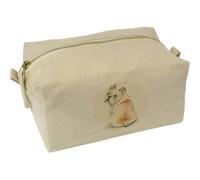'Shy Bulldog Sitting' Canvas Wash Bag/Makeup Case (CS00043853)