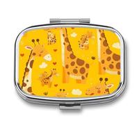 Shy Giraffe Pill Case Box with 2 Compartment Medicine Vitamin Organizer for Purse Pocket 5.5x4cm