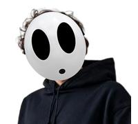 Shy Guy Mask with Cloak Anime White Mask Halloween Christmas Carnival Costume Cosplay Props (Boy)