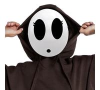 Shy Guy Mask with Cloak Anime White Mask Halloween Christmas Carnival Costume Cosplay Props (Girls)
