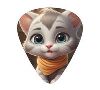 shy kitten printed guitar picks, 12-piece set with thin, medium, and thick styles, comes with a storage case