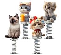Shy Kitty Bobble, Cute Acrylic Cat Car Decoration, Car Spring Dashboard Bobblehead Decor, Cute 2D Acrylic Cat Cars Decoration Ornaments for Cars Dashboards, Office Desks, Bookshelves (ALL*4PCS)