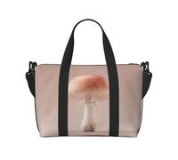 Shy Mushroom Printed Tote Travel Bag With Adjustable Shoulder Strap Suitable For Travel And Sports