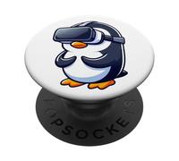 Shy Penguin VR Gamer Cool Gaming Design PopSockets Adhesive PopGrip