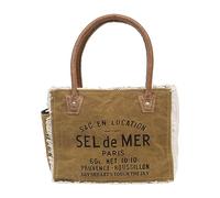 Shy Shy Bags Sel De Mer Canvas & Cowhide Tote Bag - Upcycled Radiant Leather Hand Bag, Khaki