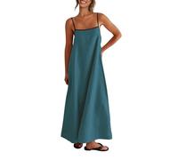 Shy Velvet Women's Linen Maxi Dress Spaghetti Strap Casual Boho Dress, Blue Stone, S