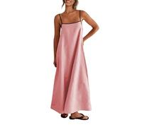 Shy Velvet Women's Linen Maxi Dress Spaghetti Strap Casual Boho Dress, Sea Pink, XL