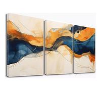 SHYAMIC Abstract Canvas Wall Art, Orange,blue Large Canvas Prints Abstract Picture Poster Wall Art for Living Room Bedroom Bathroom Wall Decor, Modern Artwork - 30x45cm x3 Framed