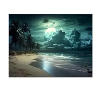 SHYAMIC Abstract Painting Modern Canvas Wall Art for Living room,Bedroom, Huge Moon by The Sea Canvas Motivational Posters for Boy's Room Man Cave Home Decor - 20x30cm Unframed