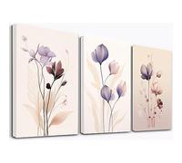 SHYAMIC Abstract Wall Art Canvas, Purple Large Canvas Prints Abstract Picture Poster Wall Art for Living Room Bedroom Bathroom Wall Decor, Modern Artwork - 40x60cmx3 Framed