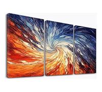 SHYAMIC Abstract Wall Art, Orange,blue Canvas Picture Art Wall Decor, Abstract Line Painting Minimalist Artwork for Bathroom Living Room Bedroom Office Home Decoration - 40x60cm x3 Framed