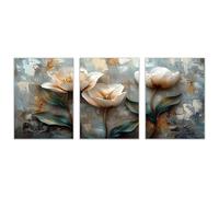 SHYAMIC Boho Wall Art Prints, Graffiti Flowers Abstract Nature Scenery, Minimalist Decor Bohemian Artwork Canvas, Decor for Living Room Bedroom Bathroom Office - 40x60cm x3 Unframed