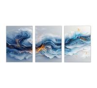 SHYAMIC Boho Wall Art Prints, Modern Ink Painting Abstract Nature Scenery, Minimalist Decor Bohemian Artwork Canvas, Decor for Living Room Bedroom Bathroom Office - 20x30cm x3 Unframed