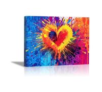 SHYAMIC Pictures for Living Room Wall Decoration, Abstract Heart Colorful Canvas Wall Art Prints for Bedroom Paintings Artwork Home Decoration - 50x70cm Framed