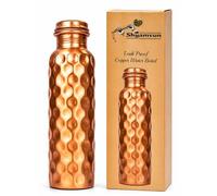 SHYAMVUN Hammered Copper Water Bottle 1 Liter / 34 Oz Extra Large - an Ayurvedic Pure Copper Vessel - Drink More Water, Lower Your Sugar Intake and Enjoy The Health Benefits Immediately (Diamond)