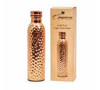 SHYAMVUN Hammered Copper Water Bottle 1 Liter / 34 Oz Extra Large | Pure Copper Drinking Bottle for Ayurvedic Water Storage | Leakproof Copper Flask with Hammered