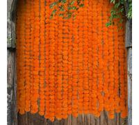 SHYAMVUN Orange Artificial Marigold Garland Flower Toran Pack Of 5 Phool Mala For Home Temple Decoration Diwali Pooja Indian Wedding, Outdoor Indoor Fake Flowers 5 Feet Each (PACK OF 10)