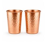 SHYAMVUN Pure Copper Cups 300ml Pack of 2 | Ayurveda Water Glass Tumblers | Handcrafted Copper Drinking Glass for Health Benefits | Daily Use Copper Utensils for Home Kitchen