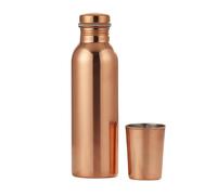 SHYAMVUN Pure Copper Water Bottle 1 Liter / 34 Oz Extra Large - An Ayurvedic Pure Copper Vessel - Drink More Water And Enjoy The Health Benefits Immediately With 1 Copper Glass