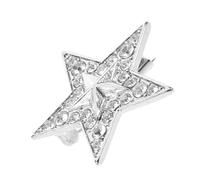 SHYCELOHES Vintage Alloy Star Brooch Pin with Rhinestones, Five-Pointed Star Lapel Pin for Clothes, Hats, and Backpacks, Silver Metal Hat Brooch Accessory for Retro and Costume Wear