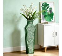 SHYFOY 26.57" Green Mirrored Floor Vase with Crushed Diamond Inlay, Modern Tall Decorative Vase for Dried Flowers and Pampas Grass, Sparkly Glam Accent Home Décor