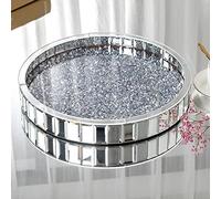 SHYFOY 35 cm Silver Mirrored Tray Crushed Diamond Geometric Design