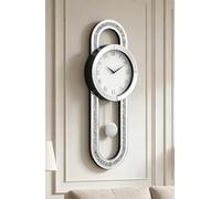 SHYFOY Decorative Wall Clock 31.5" Mirrored Pendulum Clock Silent Quality Quartz Luxury Large Wall Clocks with Crushed Diamond and Silver Glass for Living Room Home Decor & Gift