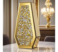 SHYFOY Gold Flower Vase Crushed Diamond Glass Vase Large Crystal Tall Vases for Centerpieces Luxurious Rhinestone Floor Vases Home Decor for Living Room Dining Room Coffee Table, Can’t Hold Water