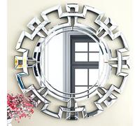 SHYFOY Large Round Wall Mirror for Wall Decoration 80 cm, Modern Decorative Wall Mirror for Living Room Decor with Geometric Breakthrough Design, Wall Mounted Accent Mirror for Bedroom, Fireplace