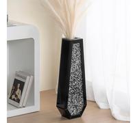 SHYFOY Large Tall Floor Vase, 61cm Indoor Modern Tall Vases Silver with Crystal Diamond and Mirror Design for Living Room Floor Decoration, Black