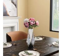 SHYFOY Modern Mirror Flower Vase, 30 cm Crushed Diamond Silver Vases Living Room Decoration Crystal Vase Geometric Table Bud Vase for Home Decoration Wedding Christmas