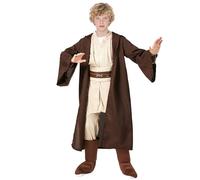 shyhand Jedi Costume Kids Jedi Robe Knight Fancy Dress 4Pcs Tunic Hooded Cape Pants Belt Child Cosplay for Halloween (Brown, Small)
